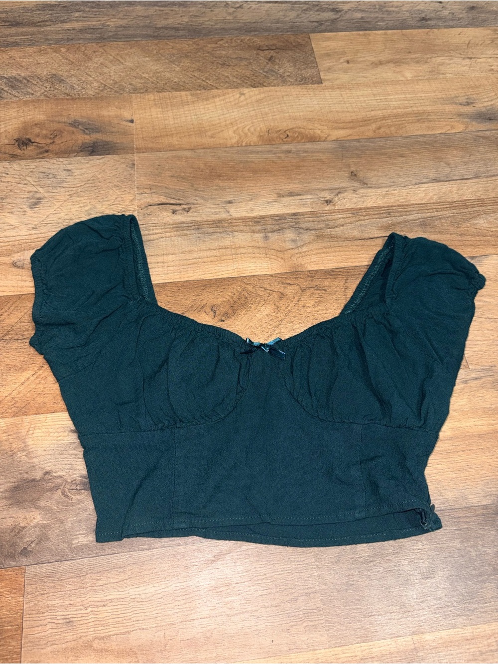 Black Puff Sleeve Sweetheart Crop Top